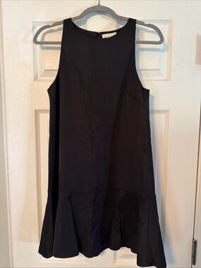 Classic Black Sleeveless A-Line Linen Dress